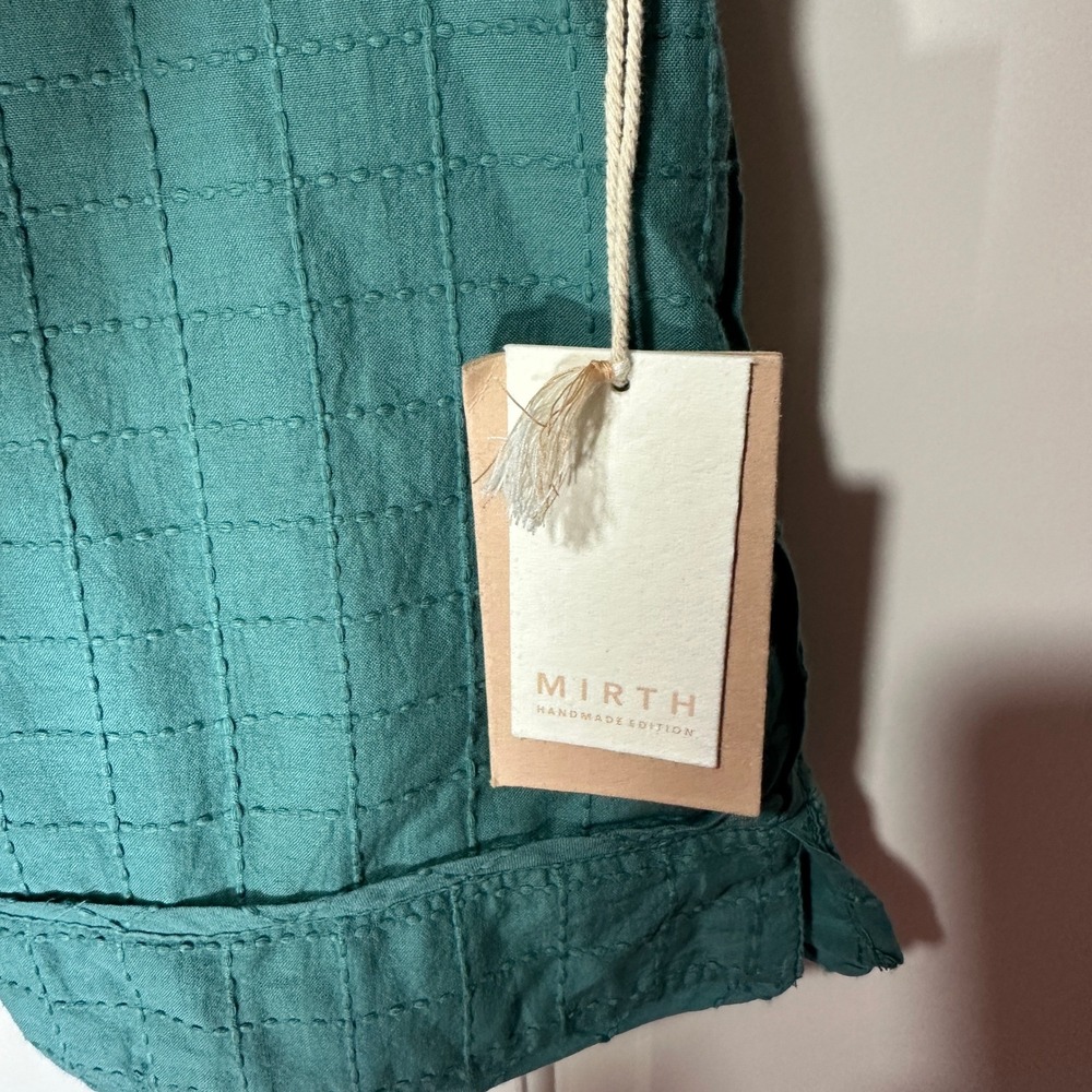 NWT MIRTH Field Top & Shorts Set Womens Small Teal Stitch Cotton Handmade Boho - Picture 3 of 11